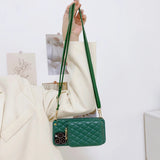 Diamond Lattice Zipper Leather Purse iPhone Case-Exoticase-