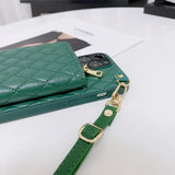 Diamond Lattice Zipper Leather Purse iPhone Case-Exoticase-