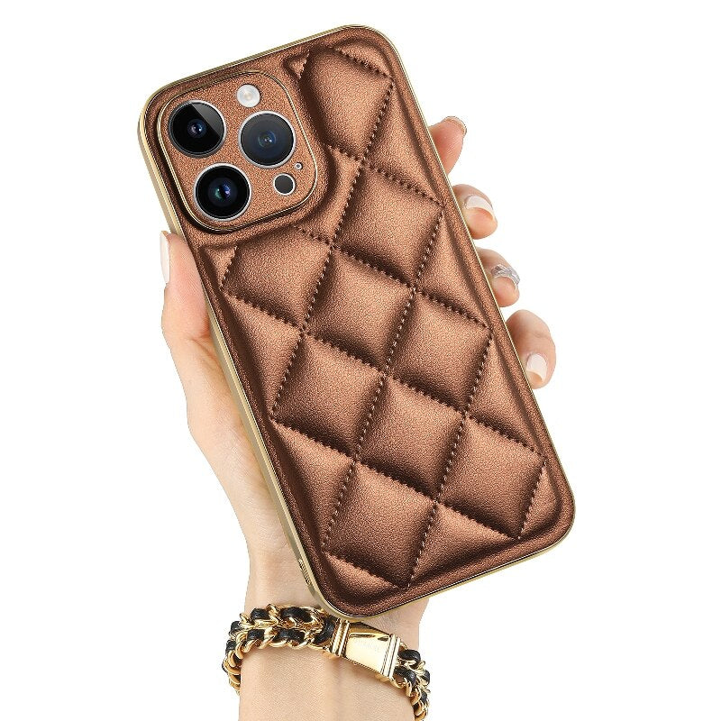 Diamond Pattern Plated Cushioned Apple iPhone Case-Exoticase-