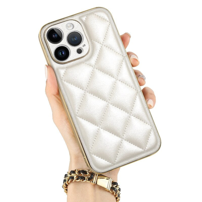 Diamond Pattern Plated Cushioned Apple iPhone Case-Exoticase-