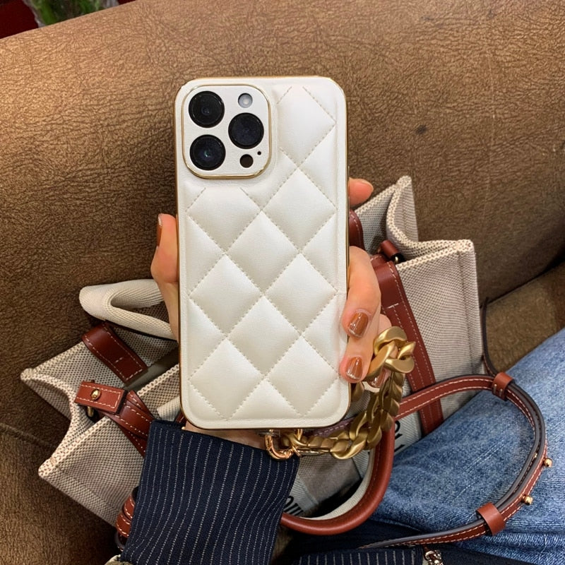 Diamond Pattern Plated Cushioned Apple iPhone Case-Exoticase-