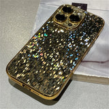 Diamond Waterfall Shimmer Plated iPhone Case-Exoticase-For iPhone 16 Pro Max-Gold-Exoticase