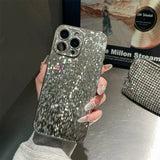 Diamond Waterfall Shimmer Plated iPhone Case-Exoticase-For iPhone 16 Pro Max-Silver-Exoticase