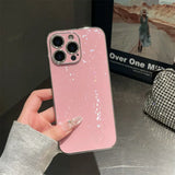 Diamond Waterfall Shimmer Plated iPhone Case-Exoticase-For iPhone 16 Pro Max-Pink-Exoticase