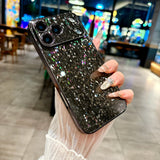 Diamond Waterfall Shimmer Plated iPhone Case-Exoticase-For iPhone 17 Pro Max-Black-Exoticase