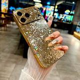 Diamond Waterfall Shimmer Plated iPhone Case-Exoticase-For iPhone 17 Pro Max-Gold-Exoticase