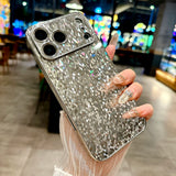 Diamond Waterfall Shimmer Plated iPhone Case-Exoticase-For iPhone 17 Pro Max-Silver-Exoticase