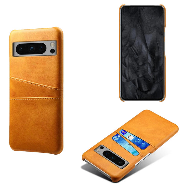 Dual Card Slots Google Pixel Wallet Case-Exoticase-For Pixel 8 Pro-Orange-Exoticase