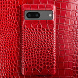 Dual Grain Genuine Leather Google Pixel Case-Exoticase-Google Pixel 7 Pro-Red-