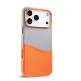 Duplex Jeansy Card Holder iPhone Case-Exoticase-For iPhone 17 Pro Max-Gray Orange-Exoticase