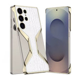 Electroplate Leather Crocodile Tempered Samsung Case-Exoticase-Crocodile White-For Galaxy S25 Ultra-Exoticase