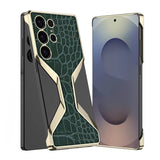 Electroplate Leather Crocodile Tempered Samsung Case-Exoticase-Crocodile Green-For Galaxy S25 Ultra-Exoticase