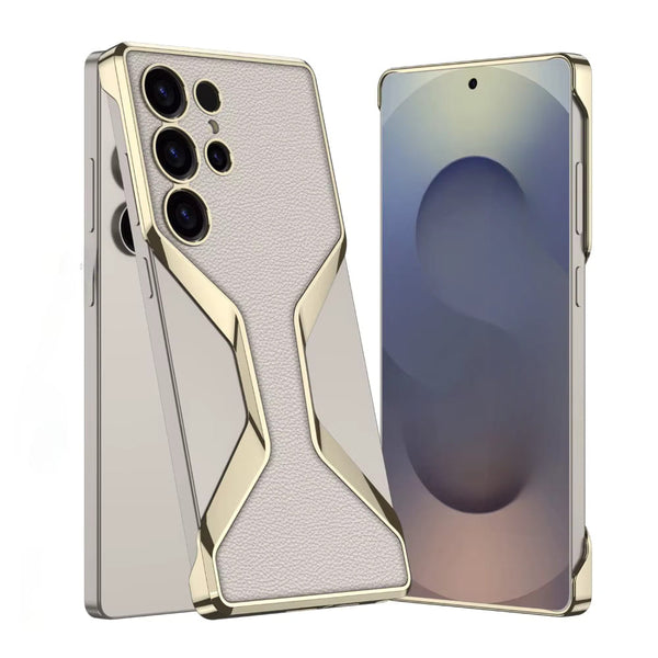 Electroplate Leather Crocodile Tempered Samsung Case-Exoticase-Leather Gray-For Galaxy S25 Ultra-Exoticase