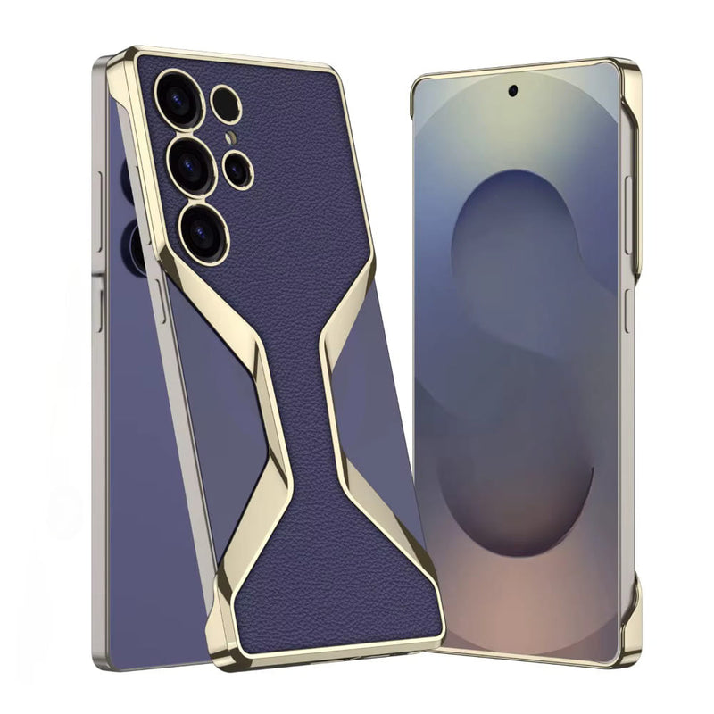 Electroplate Leather Crocodile Tempered Samsung Case-Exoticase-Leather Purple-For Galaxy S25 Ultra-Exoticase