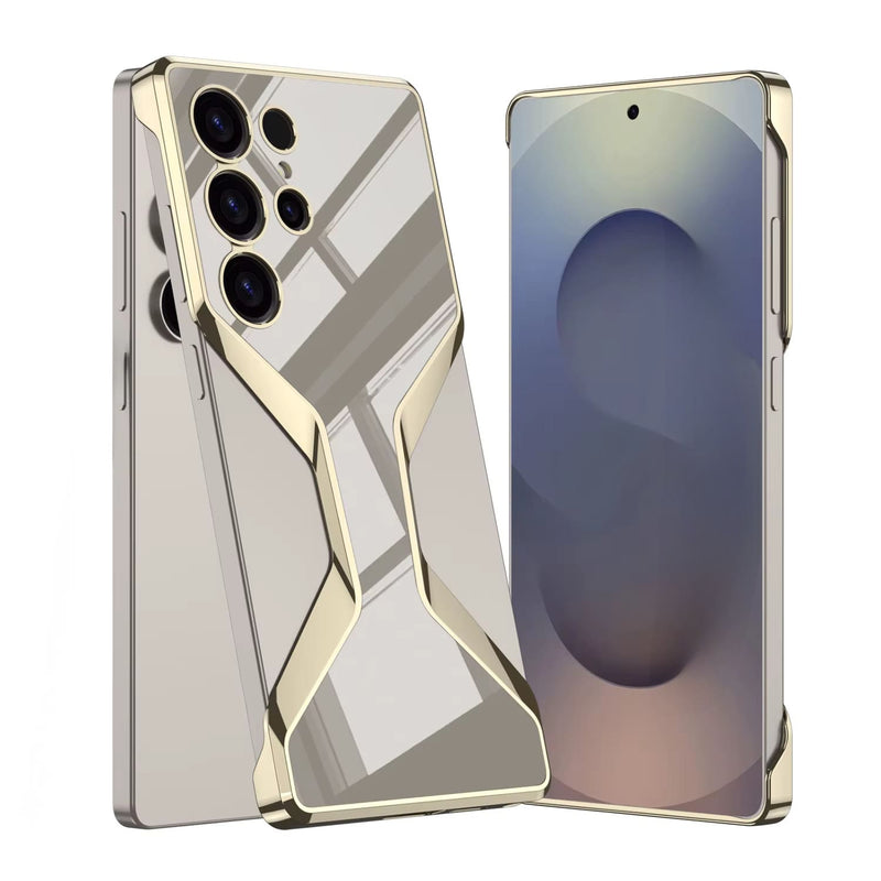 Electroplate Leather Crocodile Tempered Samsung Case-Exoticase-Tempered Gray-For Galaxy S25 Ultra-Exoticase