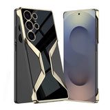 Electroplate Leather Crocodile Tempered Samsung Case-Exoticase-Tempered Black-For Galaxy S25 Ultra-Exoticase