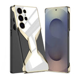 Electroplate Leather Crocodile Tempered Samsung Case-Exoticase-Tempered White-For Galaxy S25 Ultra-Exoticase