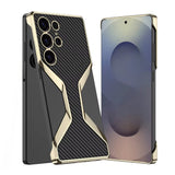 Electroplate Leather Crocodile Tempered Samsung Case-Exoticase-Carbon-For Galaxy S25 Ultra-Exoticase