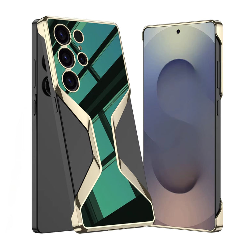 Electroplate Leather Crocodile Tempered Samsung Case-Exoticase-Tempered Green-For Galaxy S25 Ultra-Exoticase