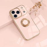 Electroplated Apple iPhone Case With Ring Holder-Exoticase-For iPhone 17 Pro Max-Pink-Exoticase