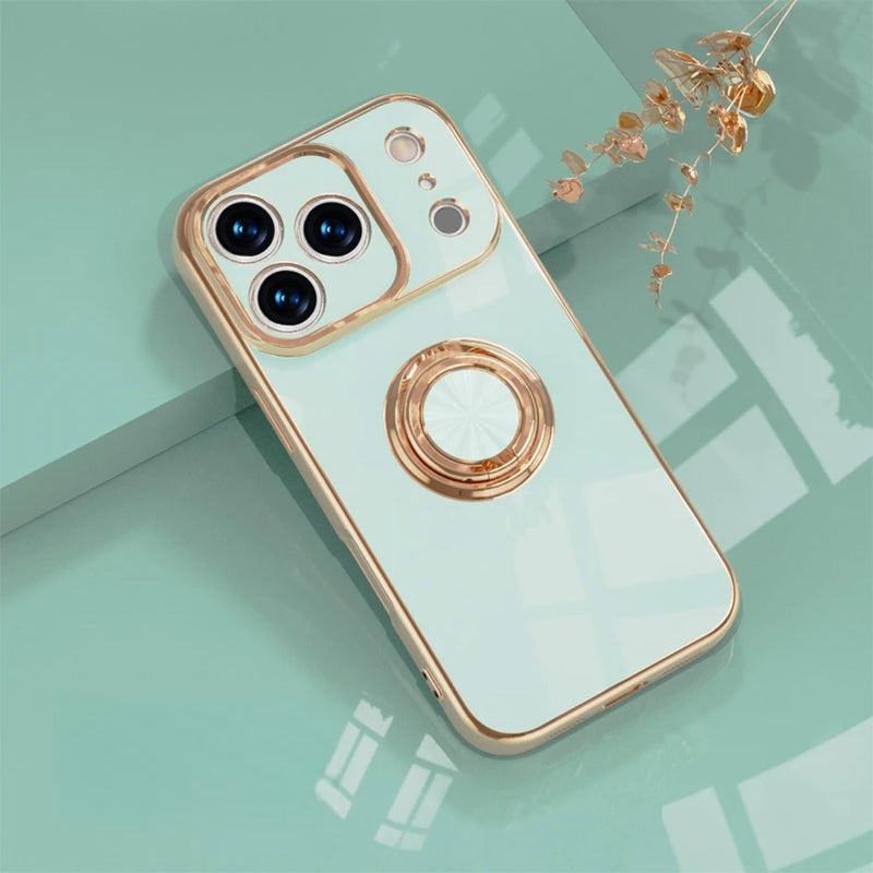Electroplated Apple iPhone Case With Ring Holder-Exoticase-For iPhone 17 Pro Max-Mint Green-Exoticase