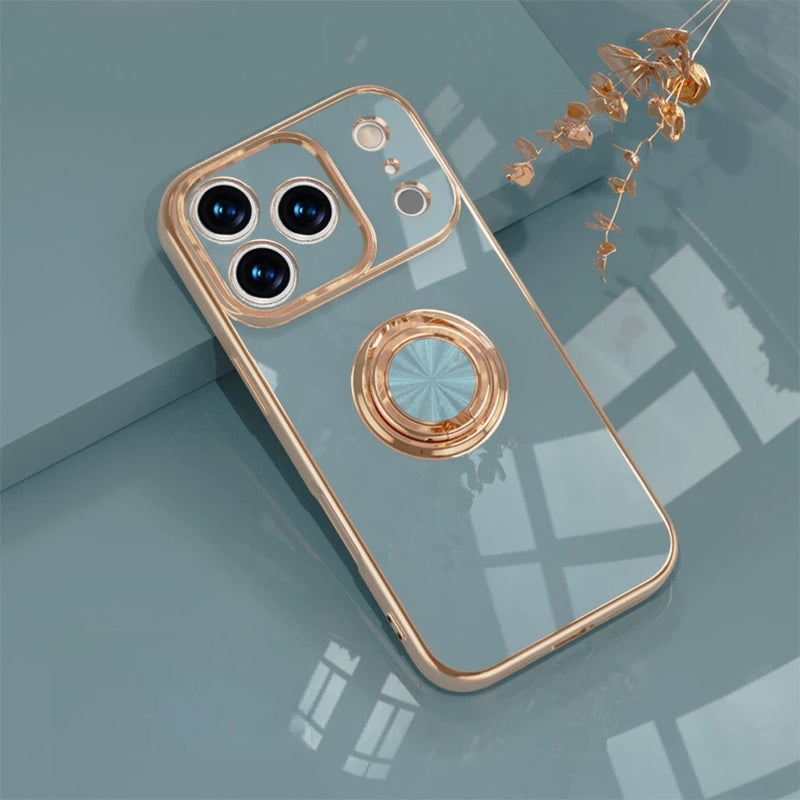 Electroplated Apple iPhone Case With Ring Holder-Exoticase-For iPhone 17 Pro Max-Gray-Exoticase