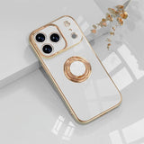 Electroplated Apple iPhone Case With Ring Holder-Exoticase-For iPhone 17 Pro Max-White-Exoticase