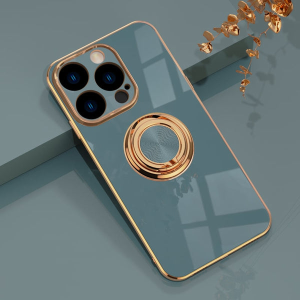 Electroplated Apple iPhone Case With Ring Holder - Exoticase - For iPhone 15 Pro Max / Gray