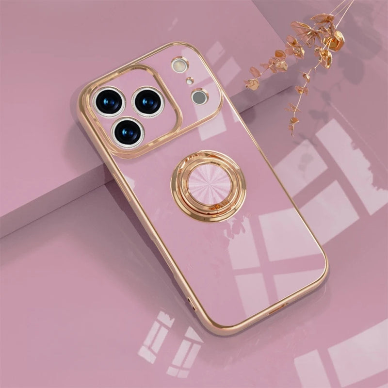 Electroplated Apple iPhone Case With Ring Holder, For iPhone 17 / Light Purple Electroplated Apple iPhone Case With Ring Holder, For iPhone 17 / Light Purple