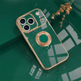 Electroplated Apple iPhone Case With Ring Holder-Exoticase-For iPhone 17 Pro Max-Dark Green-Exoticase