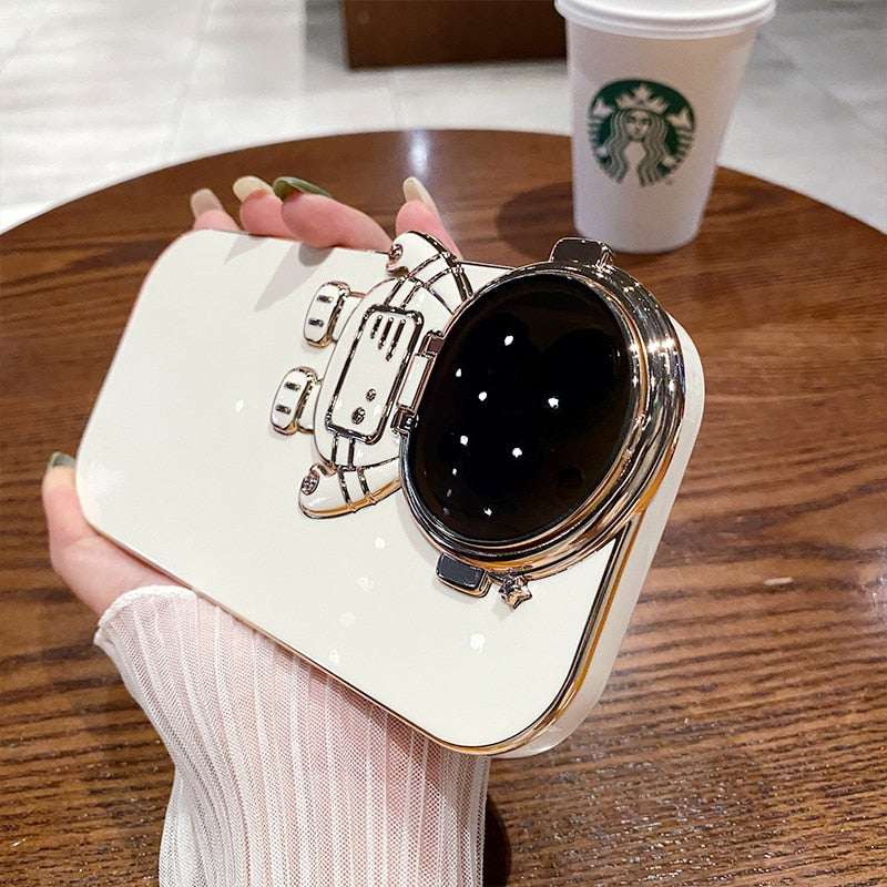 Electroplated Astronaut Camera Lens Cover iPhone Case-Exoticase-For iPhone 14 Pro Max-White-