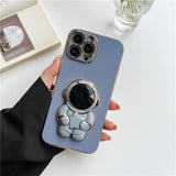 Electroplated Astronaut Holding Star iPhone Case-Exoticase-For iPhone 13 Pro Max-Blue-