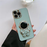 Electroplated Astronaut Holding Star iPhone Case-Exoticase-For iPhone 13 Pro Max-Green-