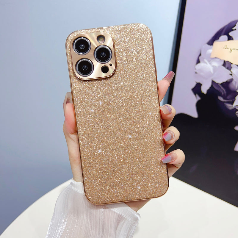 Electroplated Suede or Glitter iPhone Case - Exoticase - For iPhone 15 Pro Max / Glitter Gold