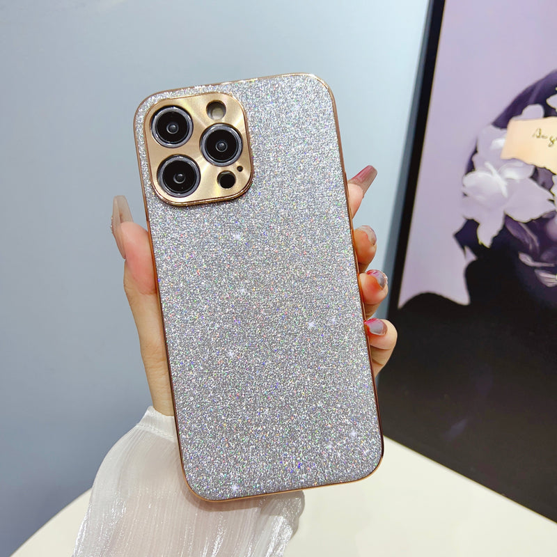 Electroplated Suede or Glitter iPhone Case - Exoticase - For iPhone 15 Pro Max / Glitter Silver
