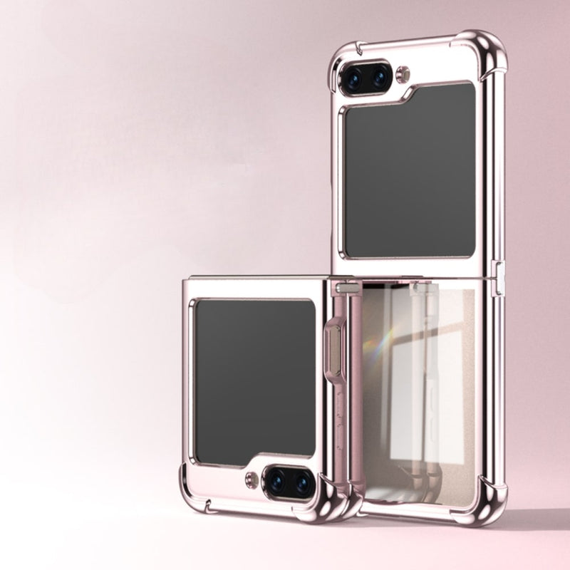 Electroplated Transparent Samsung Z Flip Case-Exoticase-for Galaxy Z Flip 5-Rose Gold-Exoticase