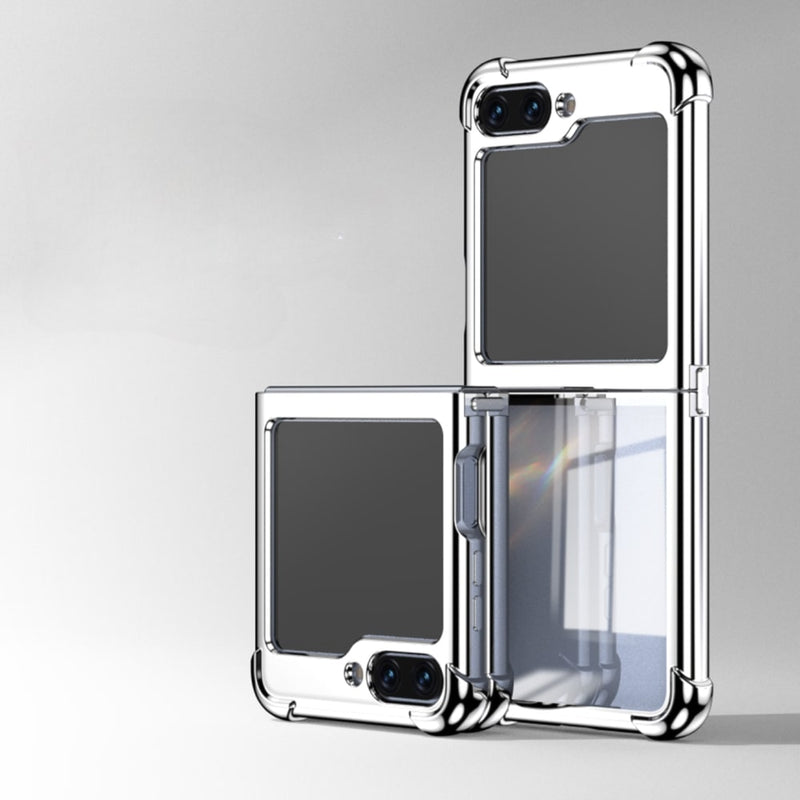 Electroplated Transparent Samsung Z Flip Case-Exoticase-for Galaxy Z Flip 5-Silver-