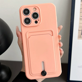 Embedded Wallet Silicone iPhone Case with Push Slider-Exoticase-For iPhone 16 Pro Max-Pink-Exoticase