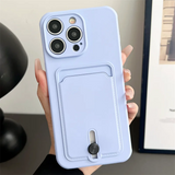 Embedded Wallet Silicone iPhone Case with Push Slider-Exoticase-For iPhone 16 Pro Max-Purple-Exoticase