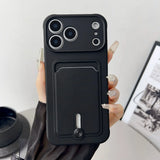 Embedded Wallet Silicone iPhone Case with Push Slider-Exoticase-For iPhone 18 Pro Max-Black-Exoticase