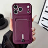Embedded Wallet Silicone iPhone Case with Push Slider-Exoticase-For iPhone 18 Pro Max-Dark Red-Exoticase