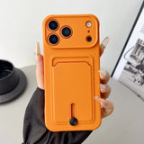 Embedded Wallet Silicone iPhone Case with Push Slider-Exoticase-For iPhone 18 Pro Max-Orange-Exoticase