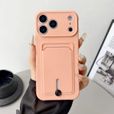 Embedded Wallet Silicone iPhone Case with Push Slider-Exoticase-For iPhone 18 Pro Max-Pink-Exoticase