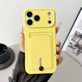 Embedded Wallet Silicone iPhone Case with Push Slider-Exoticase-For iPhone 18 Pro Max-Yellow-Exoticase