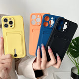 Embedded Wallet Silicone iPhone Case with Push Slider-Exoticase-Exoticase