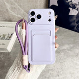 Embedded Wallet Soft Silicone iPhone Case with Strap-Exoticase-iPhone 17 Pro Max-Purple-Exoticase