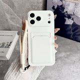 Embedded Wallet Soft Silicone iPhone Case with Strap-Exoticase-iPhone 17 Pro Max-White-Exoticase