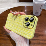 Fabric Silicone Plated and Glass Camera Lens iPhone Case-Exoticase-For iPhone 14 Pro Max-Yellow-