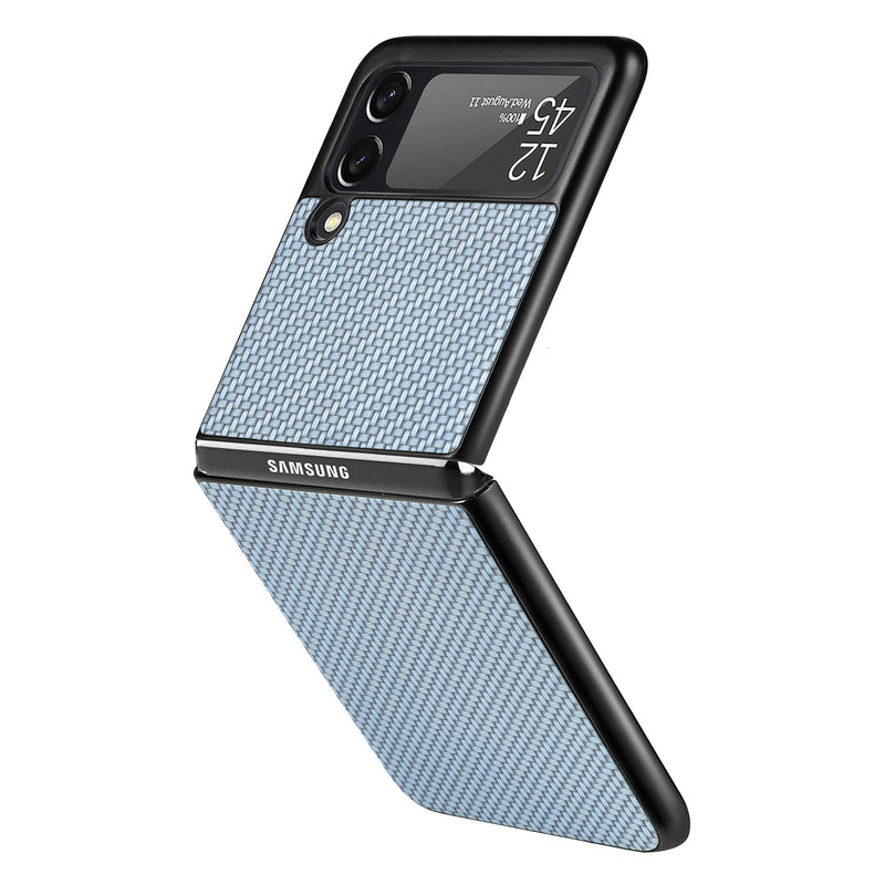 Faux Carbon Fiber Samsung Z Flip Case-Exoticase-for Galaxy Z Flip 4-Blue-