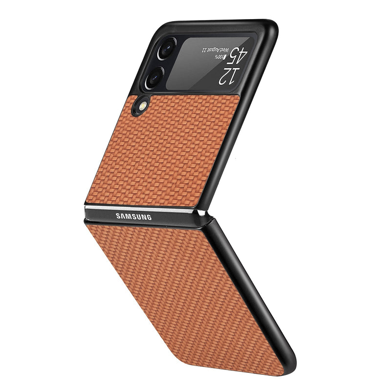Faux Carbon Fiber Samsung Z Flip Case-Exoticase-for Galaxy Z Flip 4-Auburn-